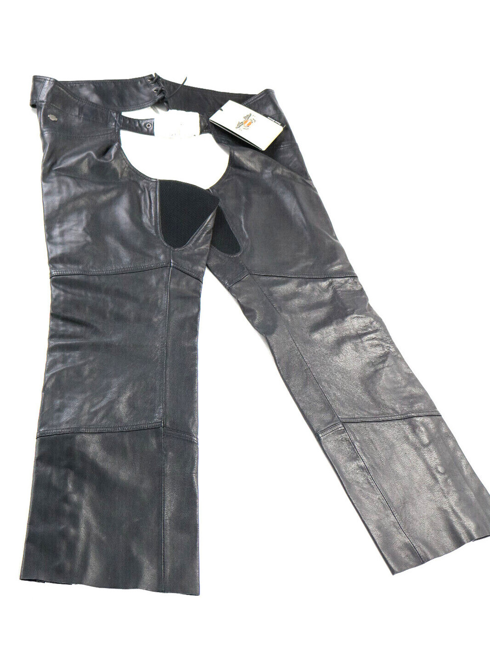 harley davidson lightweight chaps XL black leather Essential lined stretch zip